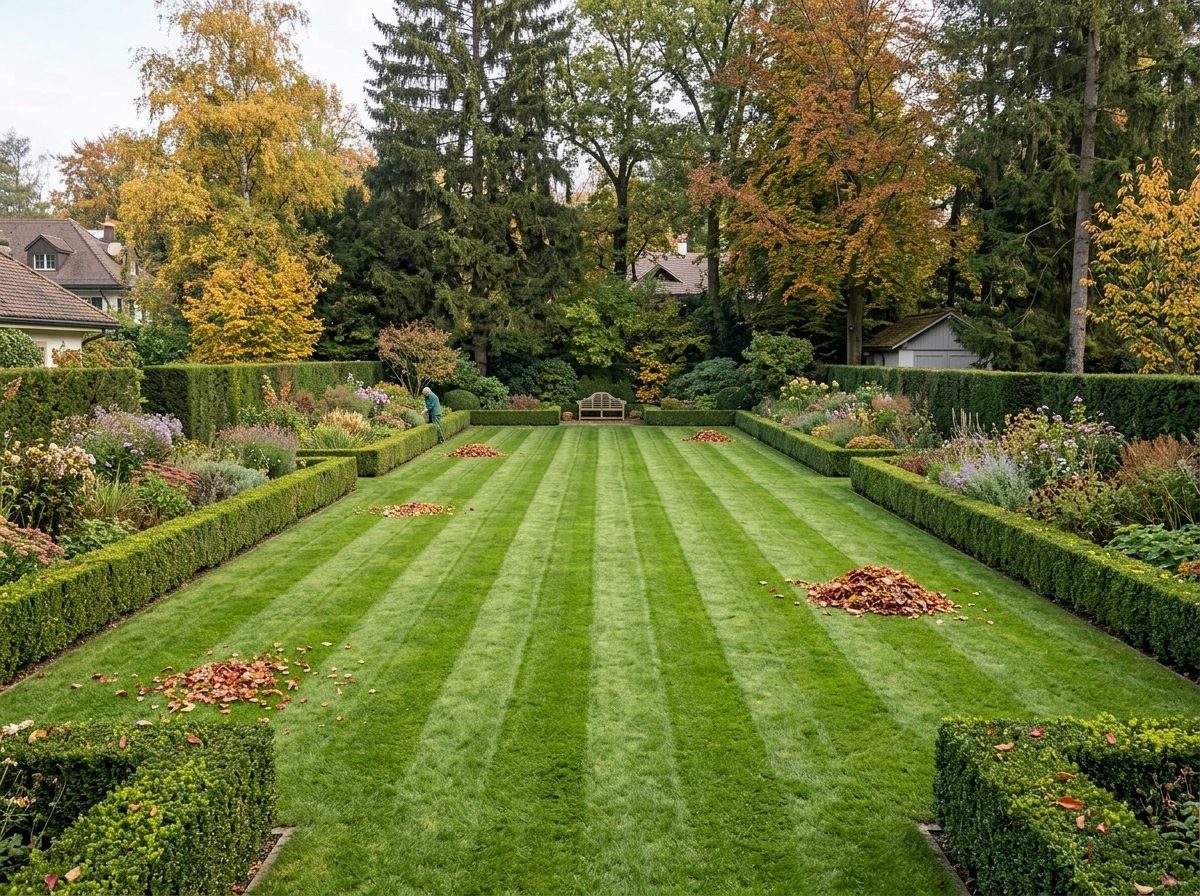 Grand jardin entretenu lors de travaux saisonniers