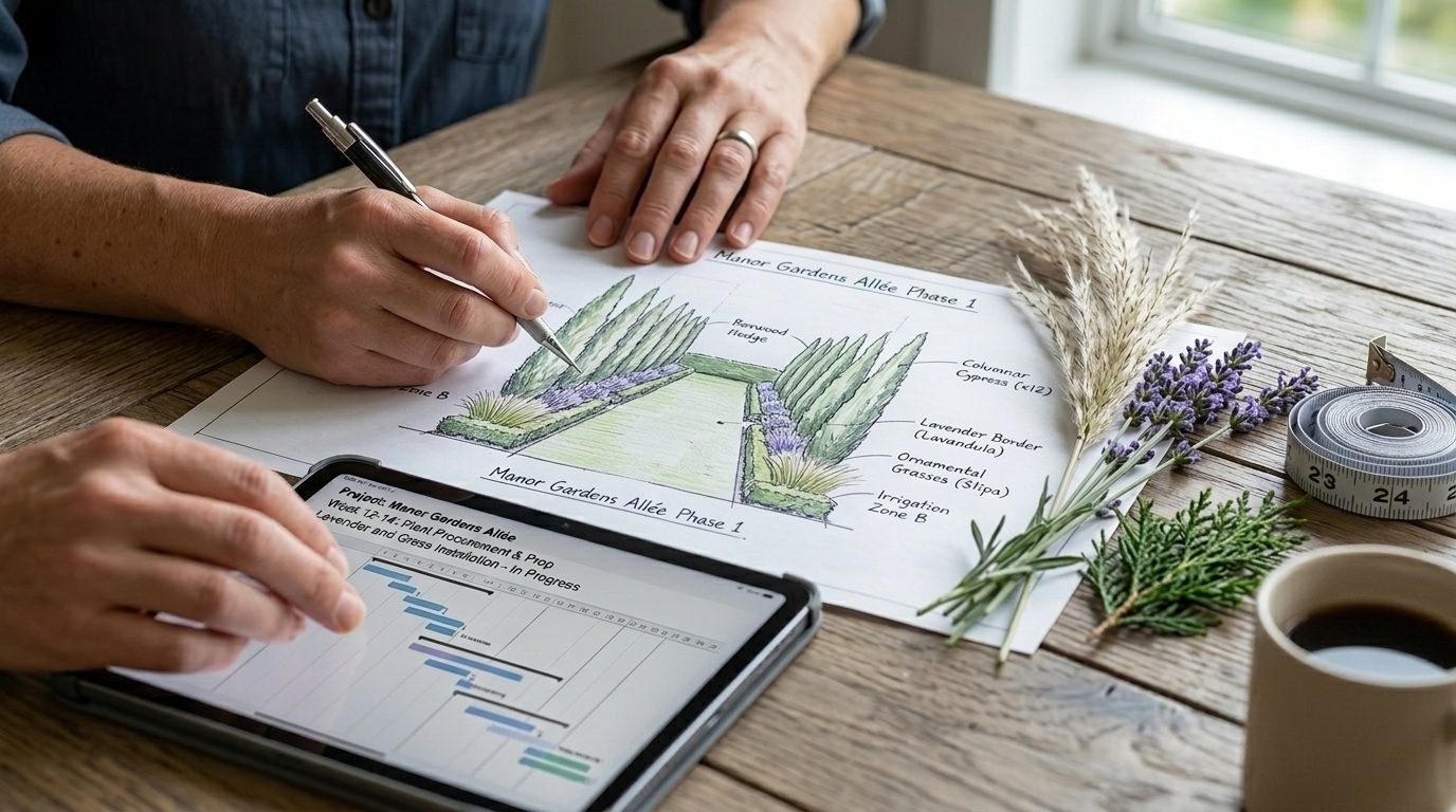 Plan d'aménagement de jardin et planning des travaux de jardinage